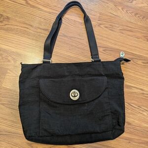 Baggallini Black Nylon Tote with Gold Hardware
